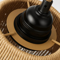 Applique murale rétro avec câble – style rotin tressé, fixation bois naturel