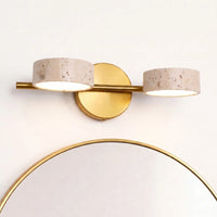 Applique Murale Salle de Bain Travertin & Laiton Doré - LED 9W - Style Wabi-Sabi