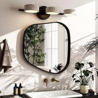 Applique Murale Salle de Bain Travertin & Noir Mat- Orientable 180°- LED 9W