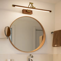 Applique murale salle de bain design bois doré – Lampe LED miroir moderne