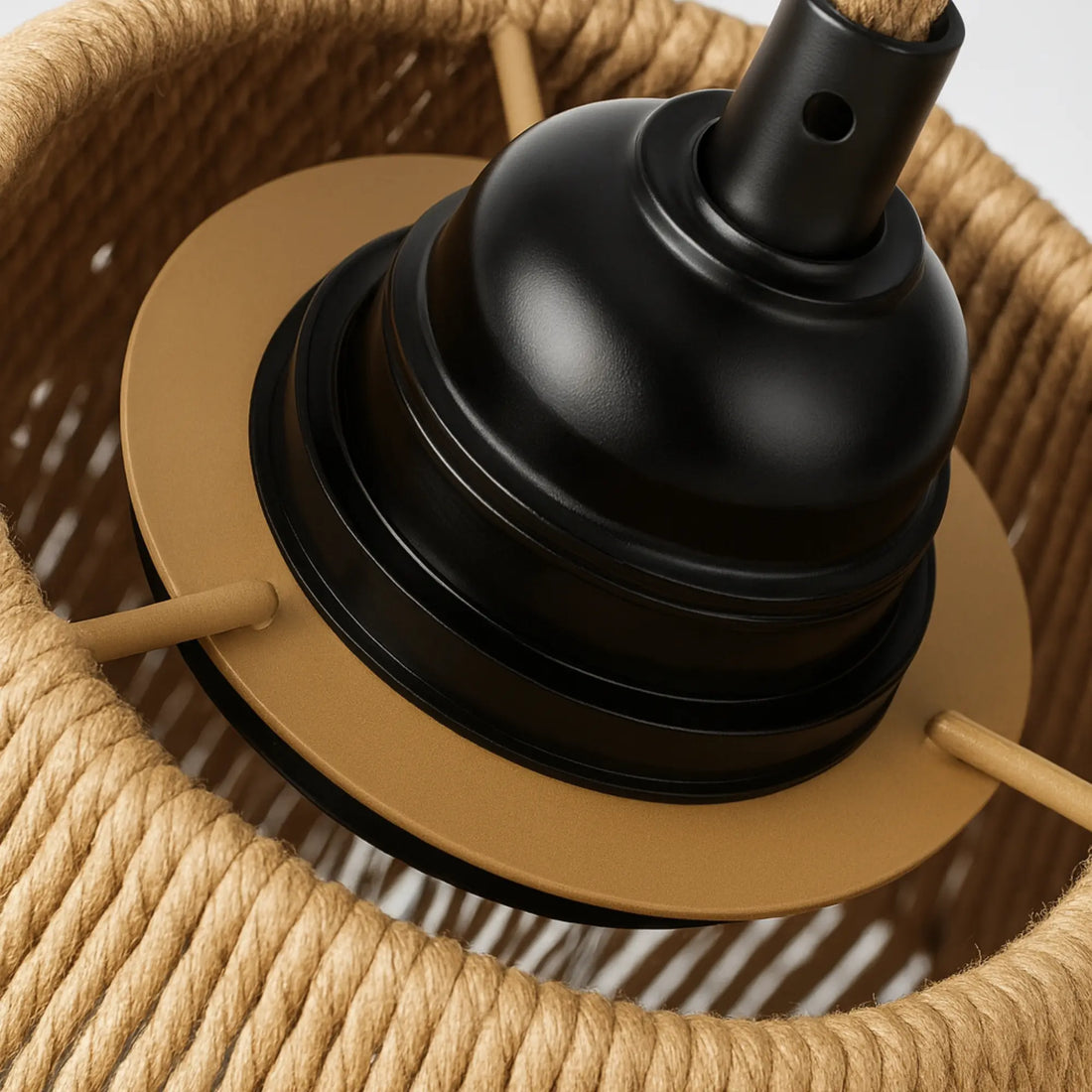 Applique murale rétro avec câble – style rotin tressé, fixation bois naturel
