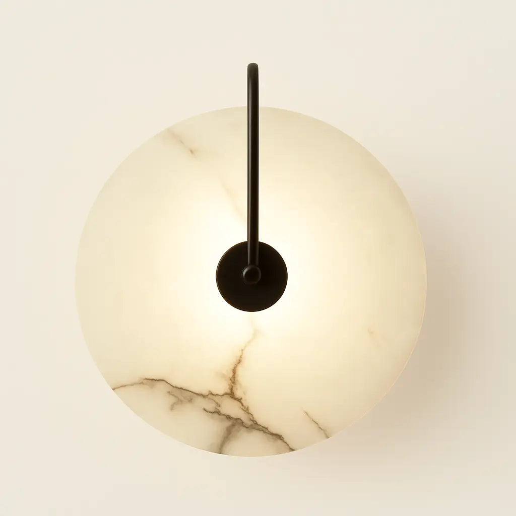 Applique murale LED ronde en marbre naturel – Design minimaliste