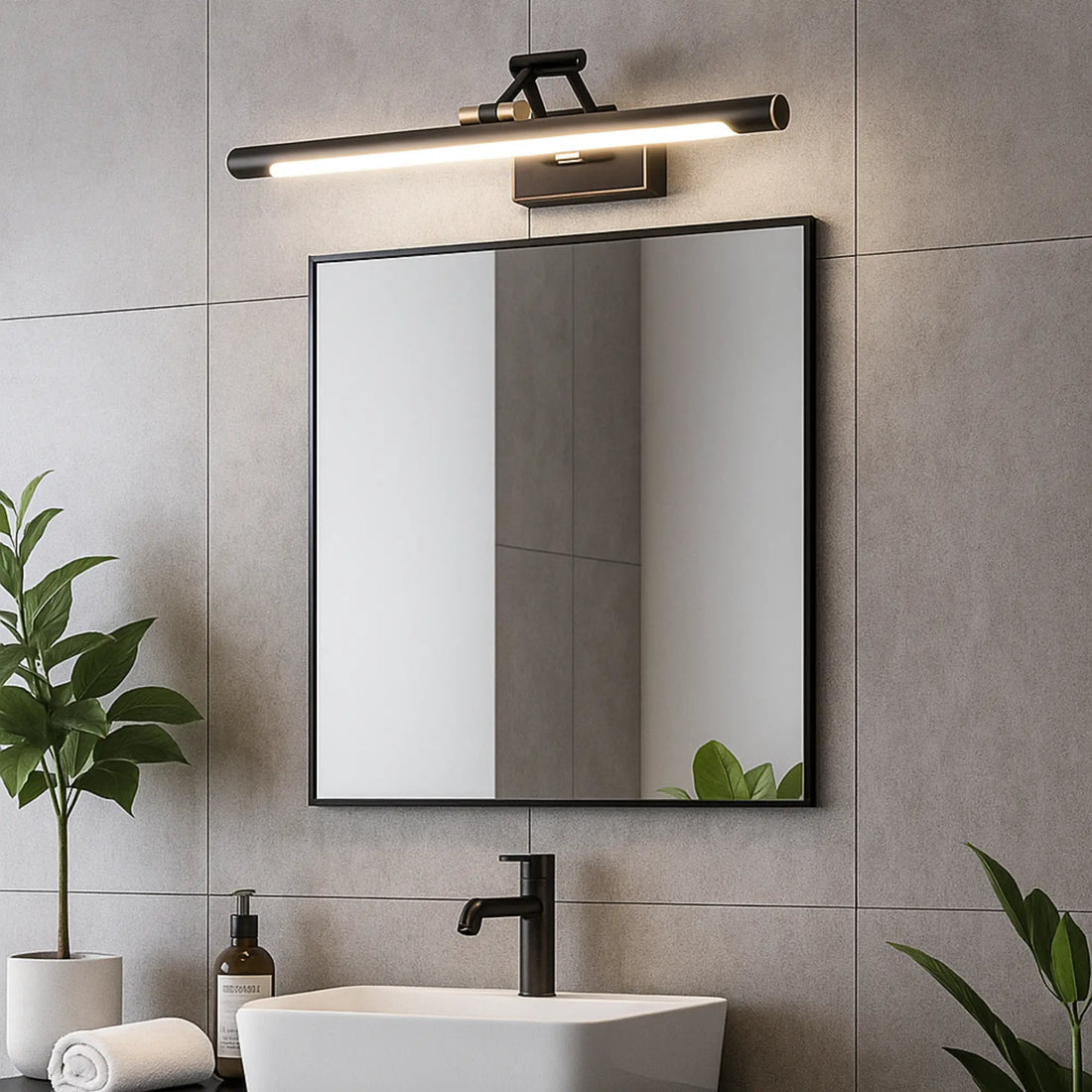 Applique Murale Salle de Bain Noire, Design Élégant, IP44 Étanche