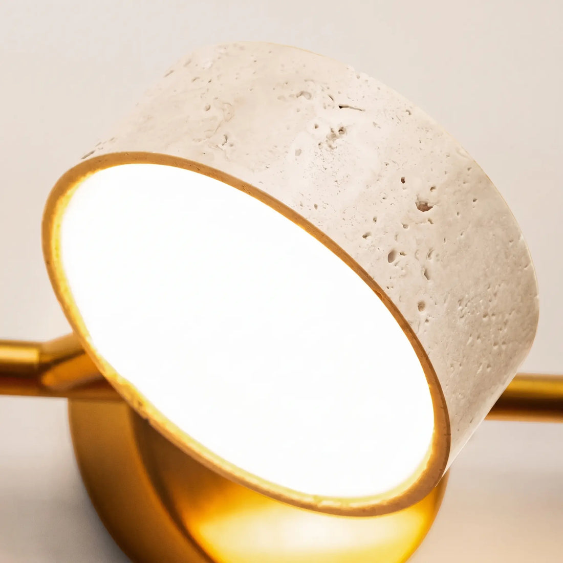 Applique Murale Salle de Bain Travertin & Laiton Doré - LED 9W - Style Wabi-Sabi