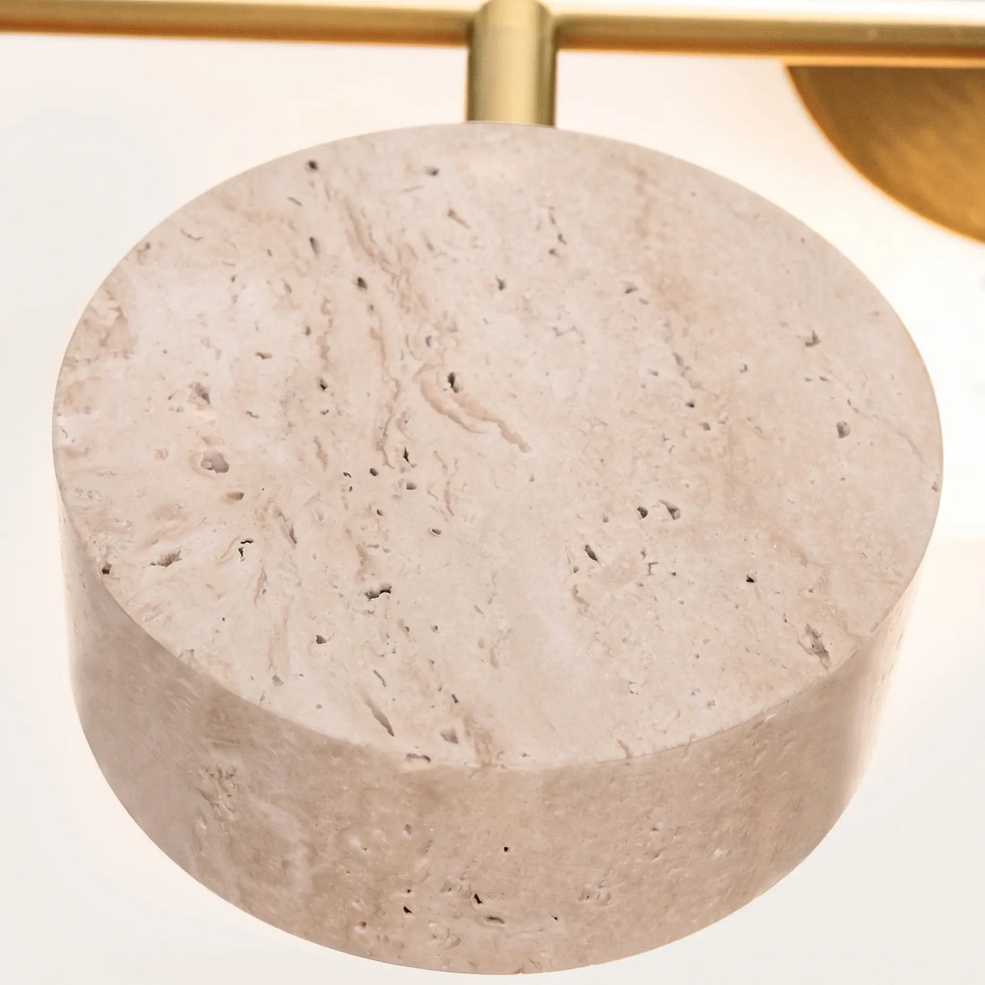 Applique Murale Salle de Bain Travertin & Laiton Doré - LED 9W - Style Wabi-Sabi