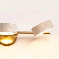 Applique Murale Salle de Bain Travertin & Laiton Doré - LED 9W - Style Wabi-Sabi