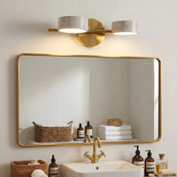 Applique Murale Salle de Bain Travertin & Laiton Doré - LED 9W - Style Wabi-Sabi