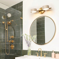 Applique Murale Salle de Bain Travertin & Laiton Doré - LED 9W - Style Wabi-Sabi