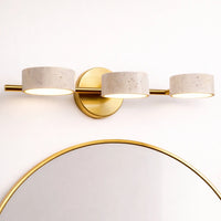 Applique Murale Salle de Bain Travertin & Laiton Doré - LED 9W - Style Wabi-Sabi