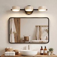 Applique Murale Salle de Bain Travertin & Noir Mat- Orientable 180°- LED 9W