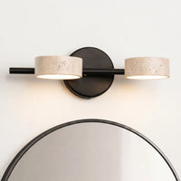 Applique Murale Salle de Bain Travertin & Noir Mat- Orientable 180°- LED 9W