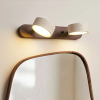 Applique murale LED salle de bain – Bois clair & travertin, design minimaliste