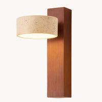 Applique murale LED style japonais – Bois clair & travertin, rotative