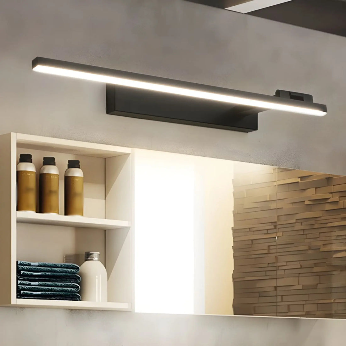 Applique murale Salle de bain LED orientable – design linéaire noir ou blanc