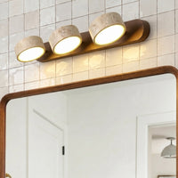 Applique murale LED salle de bain – Bois clair & travertin, design minimaliste
