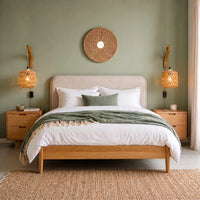 Applique murale rotin avec prise – style naturel E27 pour chambre ou salon