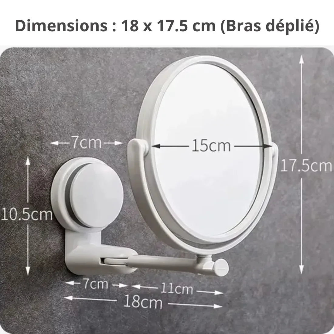 Miroir Mural Articulé à Ventouse — Bras de Lumière