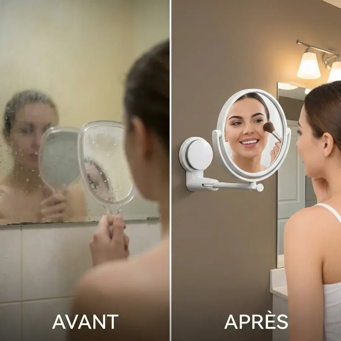 Miroir Mural Articulé à Ventouse — Bras de Lumière